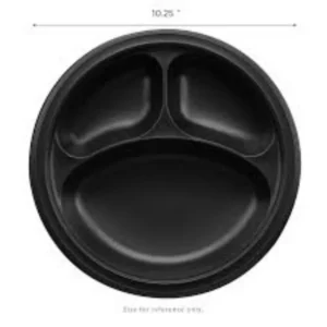 PLATE ROUND 10.25" BLACK PP 3C 500/CS