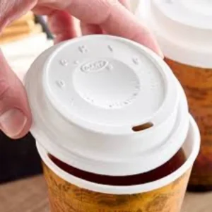 LIDS PLASTIC 16EL WHITE CUP W/HOLE 1M/CS