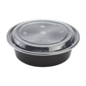 CONT 32OZ INJ MOLD MICRO BLK W/LID 150/C